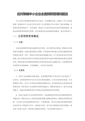 应对策略中小企业全面预算管理问题及.docx