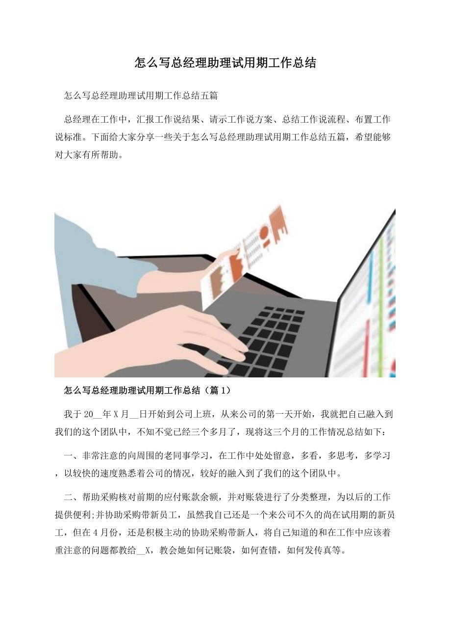 怎么写总经理助理试用期工作总结.docx_第1页