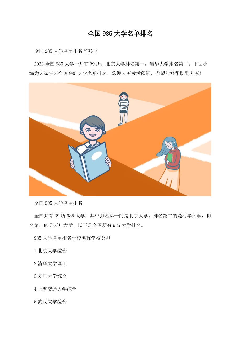 全国985大学名单排名.docx_第1页