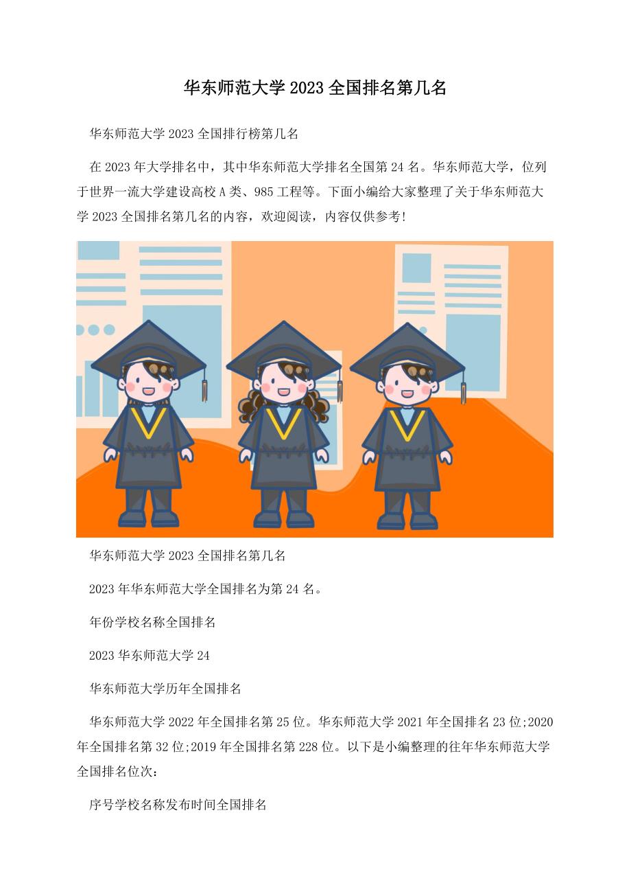 华东师范大学2023全国排名第几名.docx_第1页