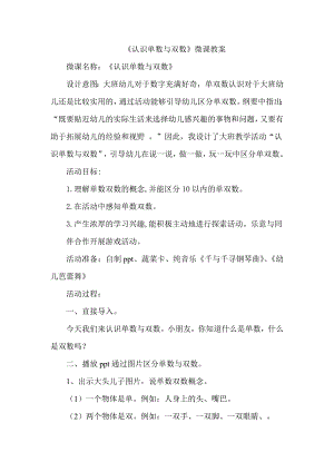 大班数学《认识单数与双数》PPT课件教案大班数学《认识单数与双数》微教案.doc