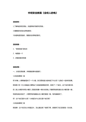 Y405 送安全《会咬人的电》PPT课件其他版本参考中班安全教案《会咬人的电》.docx