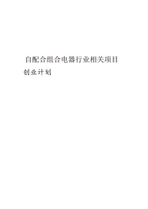 自配合组合电器行业相关项目创业计划书.docx