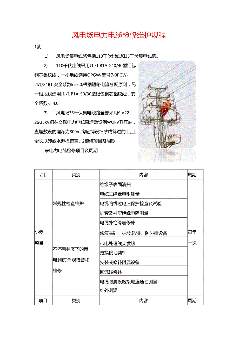 风电场电力电缆检修维护规程.docx_第1页