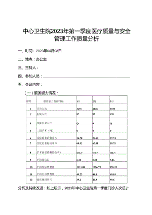 职能科室2023年第一季度医疗质量与安全管理分析-医务科 - 副本.docx