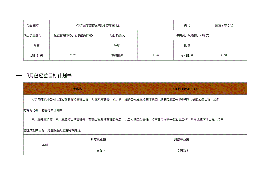 医美整形医院8月运营计划方案.docx_第1页