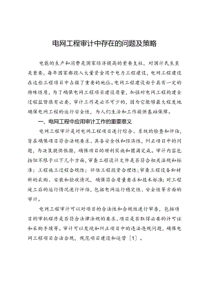 电网工程审计中存在的问题及策略.docx