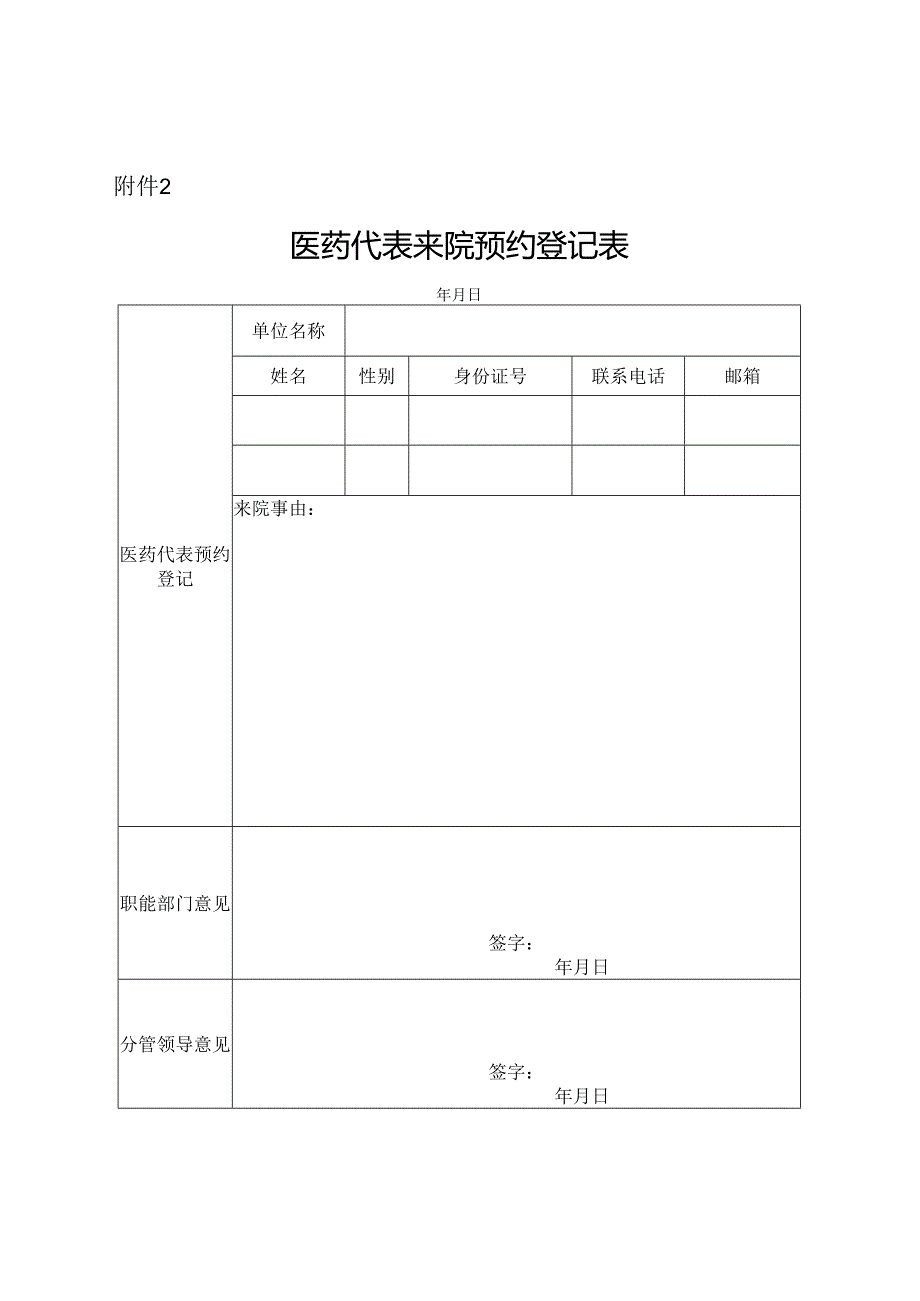 医药代表来院拜访预约登记表.docx_第1页