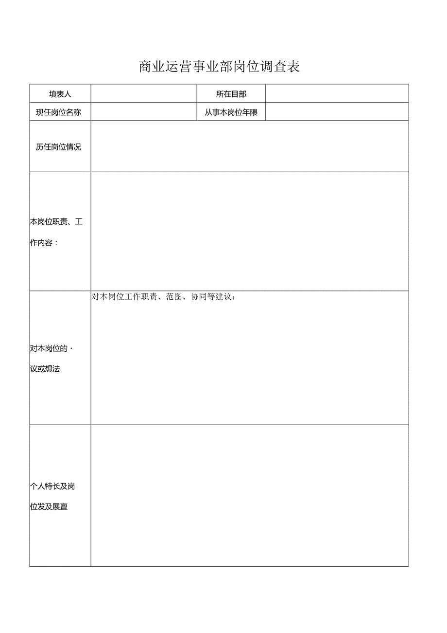 商业运营事业部岗位调查表.docx_第1页