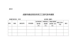 2024《成都市建设项目农民工工资代发申请表》（空白表模板）.docx