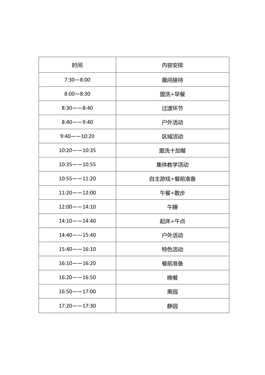 幼儿园一日生活常规春夏季作息表 (大、中、小班).docx_第1页