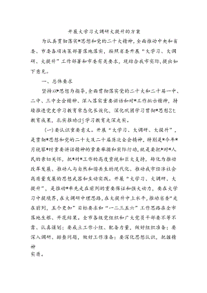 开展大学习大调研大提升的方案.docx