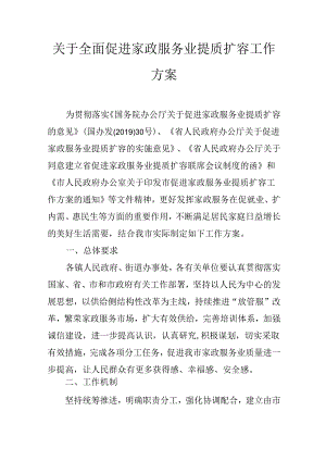 关于全面促进家政服务业提质扩容工作方案.docx