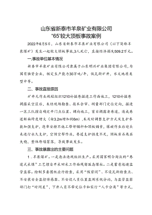 2022.12山东省新泰市羊泉矿业有限公司“6·5”较大顶板事故案例.docx