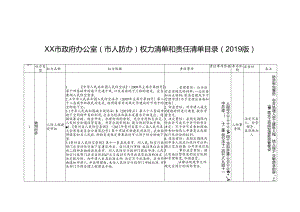 xx市政府办公室（市人防办）权力清单和责任清单目录表.docx