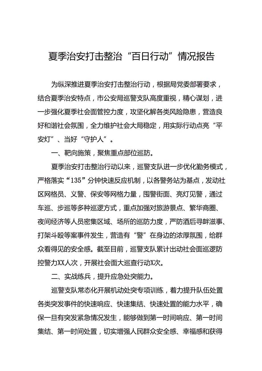 2024年夏季治安打击整治行动总结汇报十四篇.docx_第1页