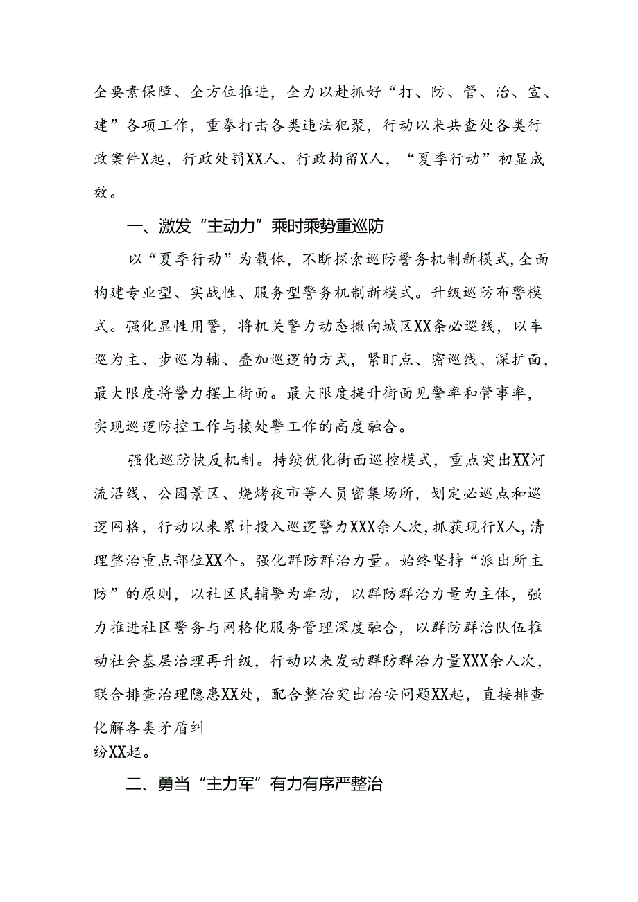 2024年公安推动夏季治安打击整治行动的情况报告(十一篇).docx_第3页