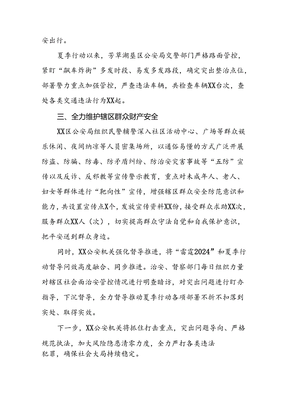 2024年公安机推进夏季治安打击整治行动情况报告十二篇.docx_第2页