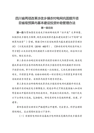 2024《四川省两项改革涉改乡镇农村电网巩固提升项目省级预算内基本建设投资补助管理办法》全文】.docx