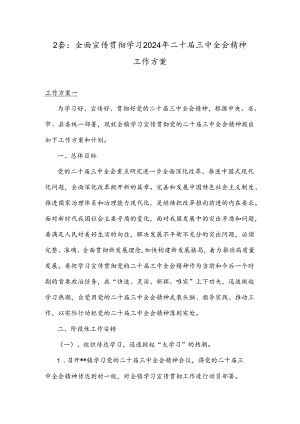 2套：全面宣传贯彻学习2024年二十届三中全会精神工作方案.docx