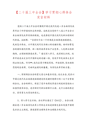 【二十届三中全会】学习贯彻心得体会发言材料.docx