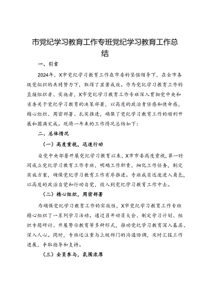 市党纪学习教育工作专班党纪学习教育工作总结.docx