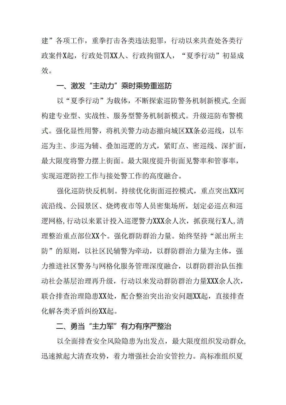 2024年公安推动夏季治安打击整治行动的情况报告13篇.docx_第3页