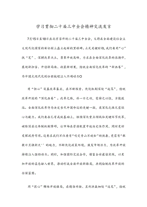 学习贯彻二十届三中全会精神交流发言.docx