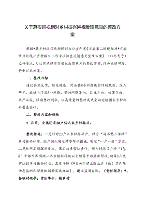 关于落实巡视组对乡村振兴巡视反馈意见的整改方案.docx