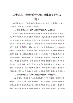 二十届三中全会精神学习心得体会（研讨发言）.docx