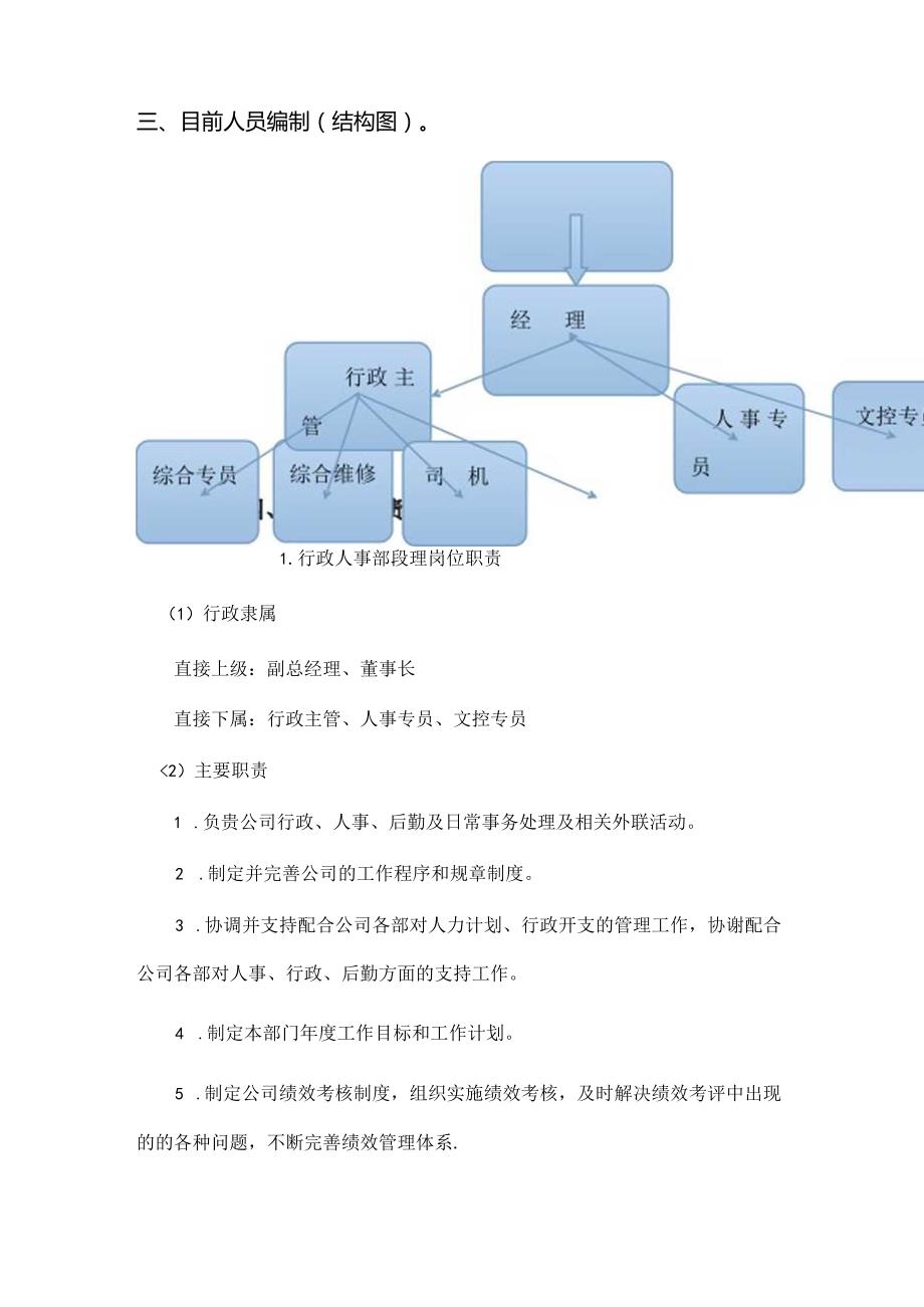 行政人事部部门职责及岗位说明书汇编.docx_第2页