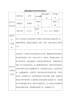 医院普通外科护师岗位说明书.docx