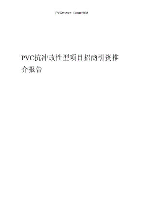 PVC抗冲改性型项目招商引资推介报告.docx