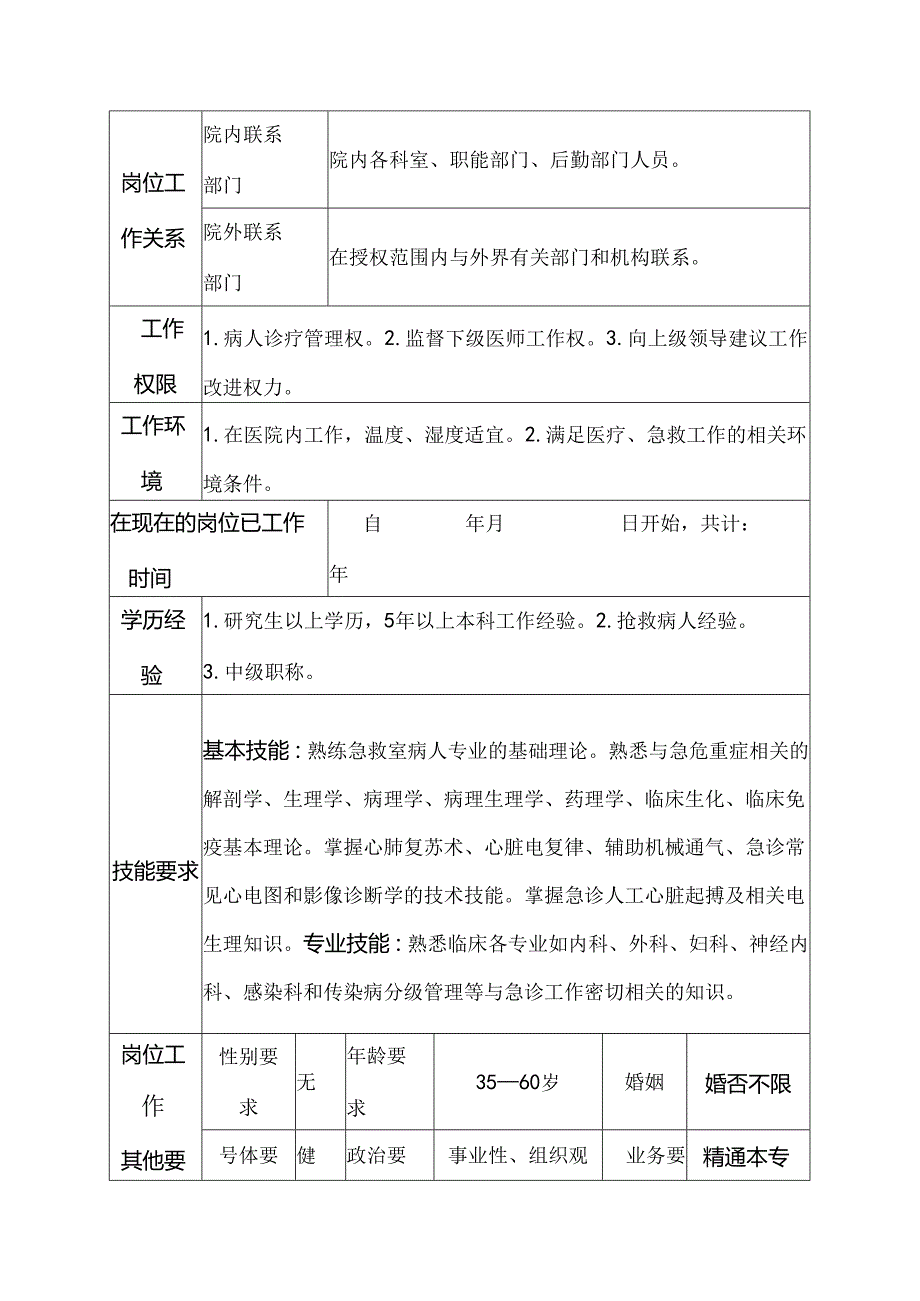 医院急诊科急救室主治医师岗位说明书.docx_第3页