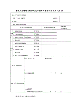 混凝土原材料及配合比设计检验批量验收记录表（）.docx