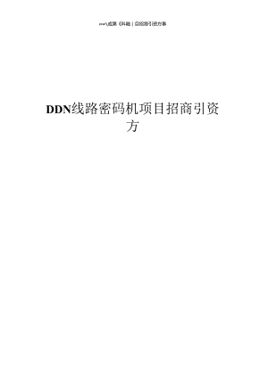 2023年DDN线路密码机项目招商引资方案.docx