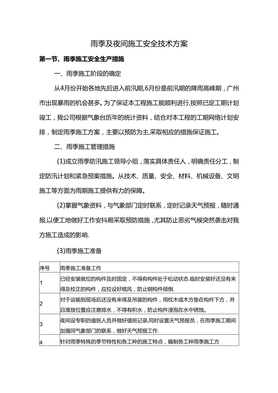 雨季及夜间施工安全技术方案.docx_第1页