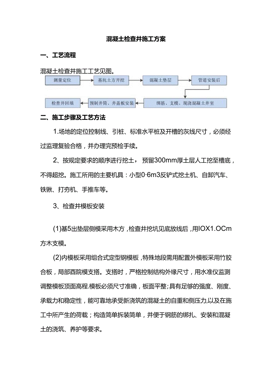 混凝土检查井施工方案.docx_第1页