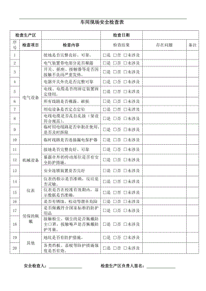 生产车间安全生产检查表.doc