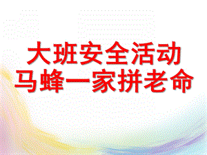 大班安全活动《马蜂一家拼老命》PPT课件大班安全活动：马蜂一家拼老命.pptx