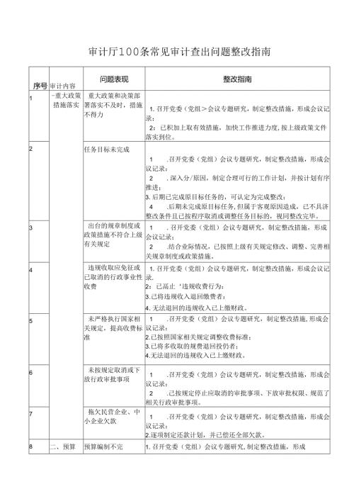 审计厅100条常见审计查出问题整改指南.docx