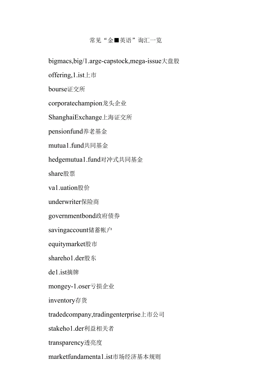 常见金融词汇表.docx_第1页