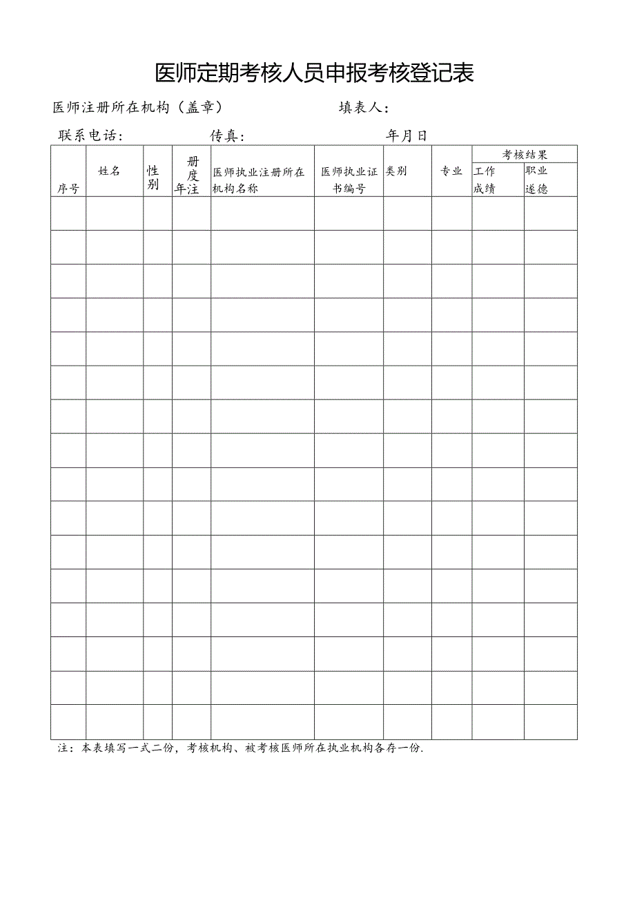 医师定期考核人员申报考核登记表.docx_第1页