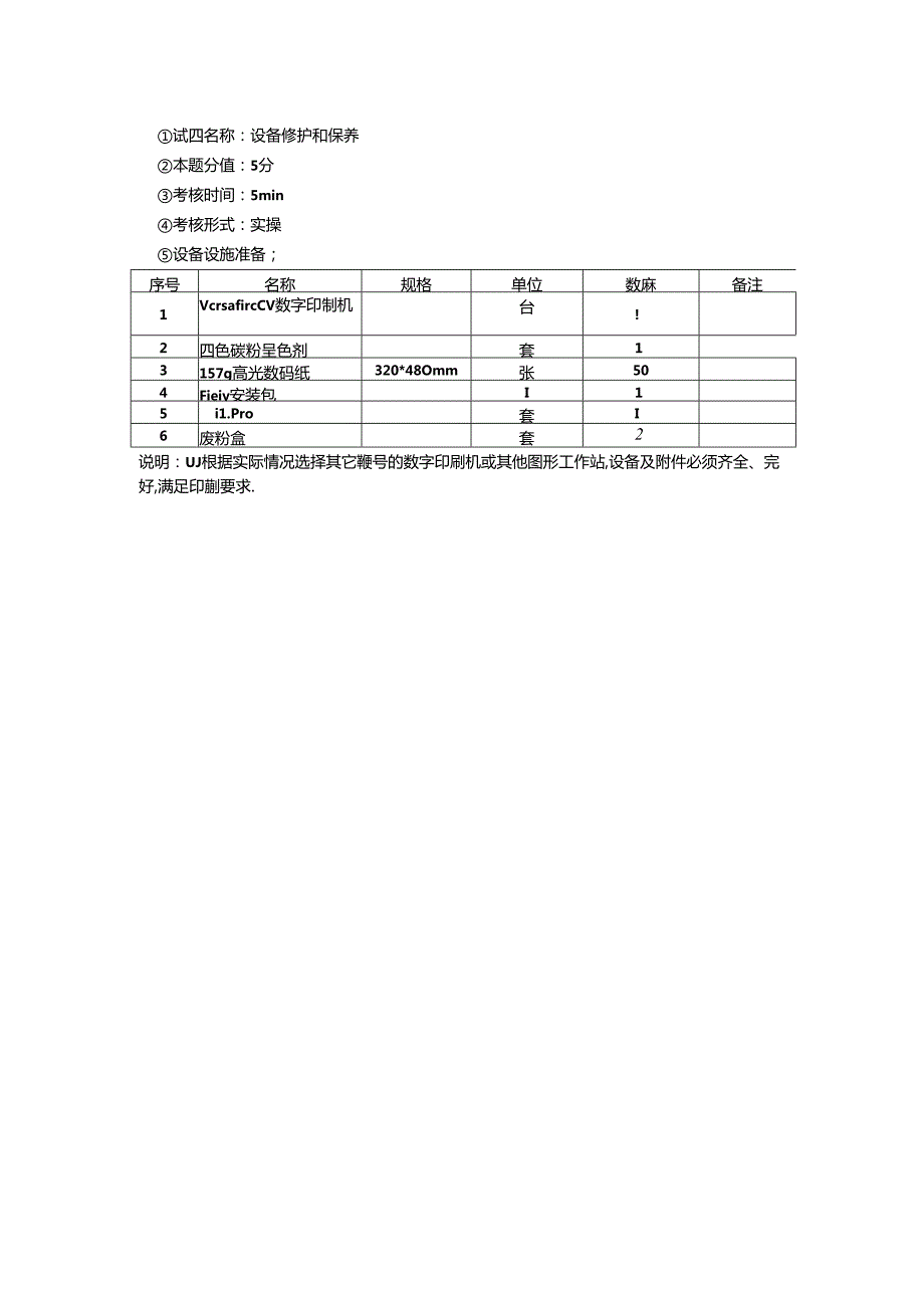 2024年山东省职业技能等级认定试卷 真题 印刷操作员（数字印刷员） 三级（中级）技能考核D卷-考场准备通知单.docx_第3页