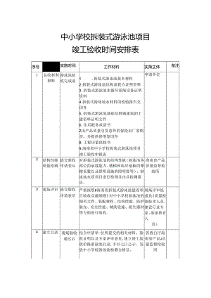 中小学校拆装式游泳池项目竣工验收时间安排表.docx