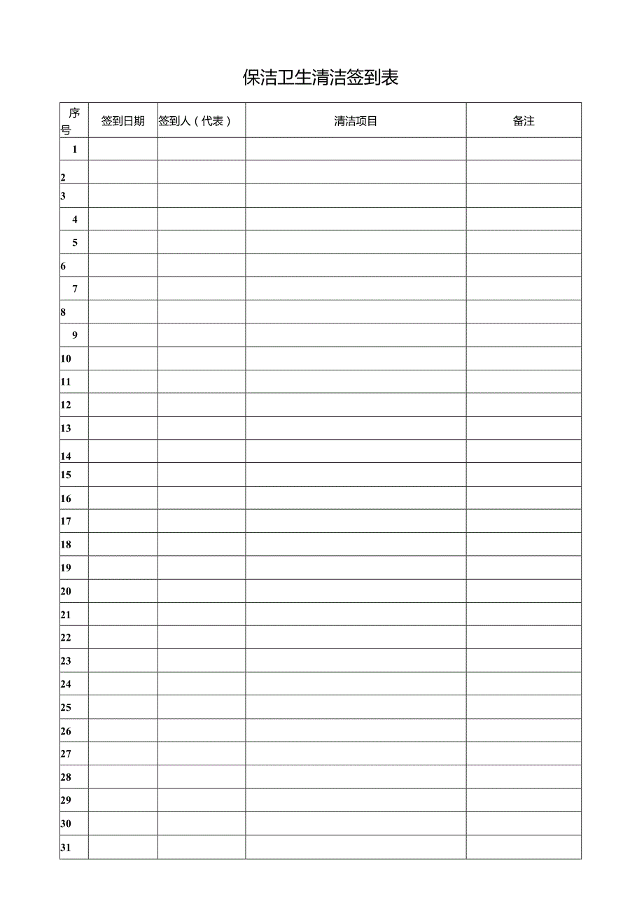 保洁卫生清洁签到表.docx_第1页