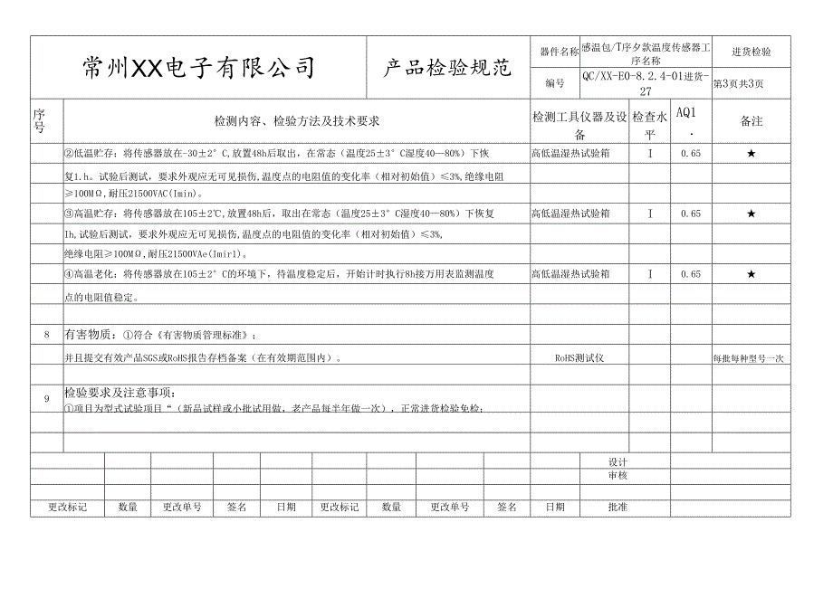 感温包、温度传感器进货检验标准.docx_第3页