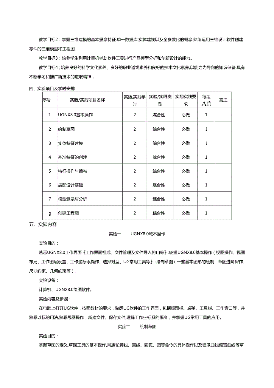 《UG技术基础及应用》实验教学大纲.docx_第2页