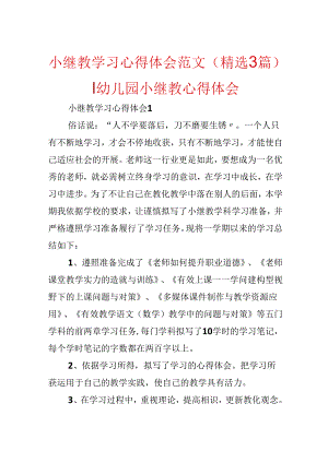 小继教学习心得体会范文（精选3篇）-幼儿园小继教心得体会.docx