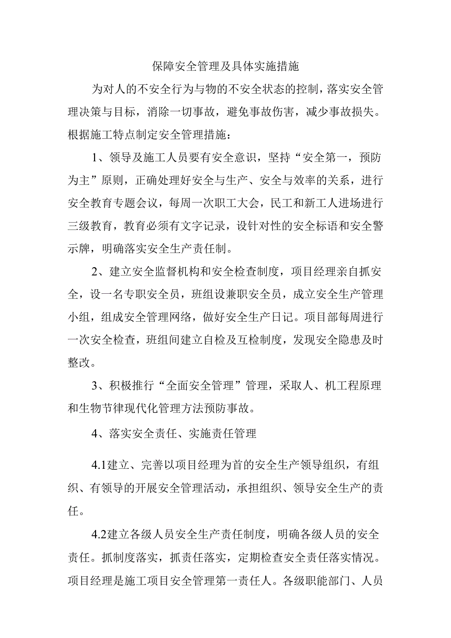 保障安全管理及具体实施措施.docx_第1页